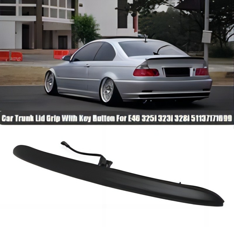 New Black Car Trunk Lid Grip With Key Button Tailgate Switch For-BMW E46 325I 323I 328I 51137170966 51137171699
