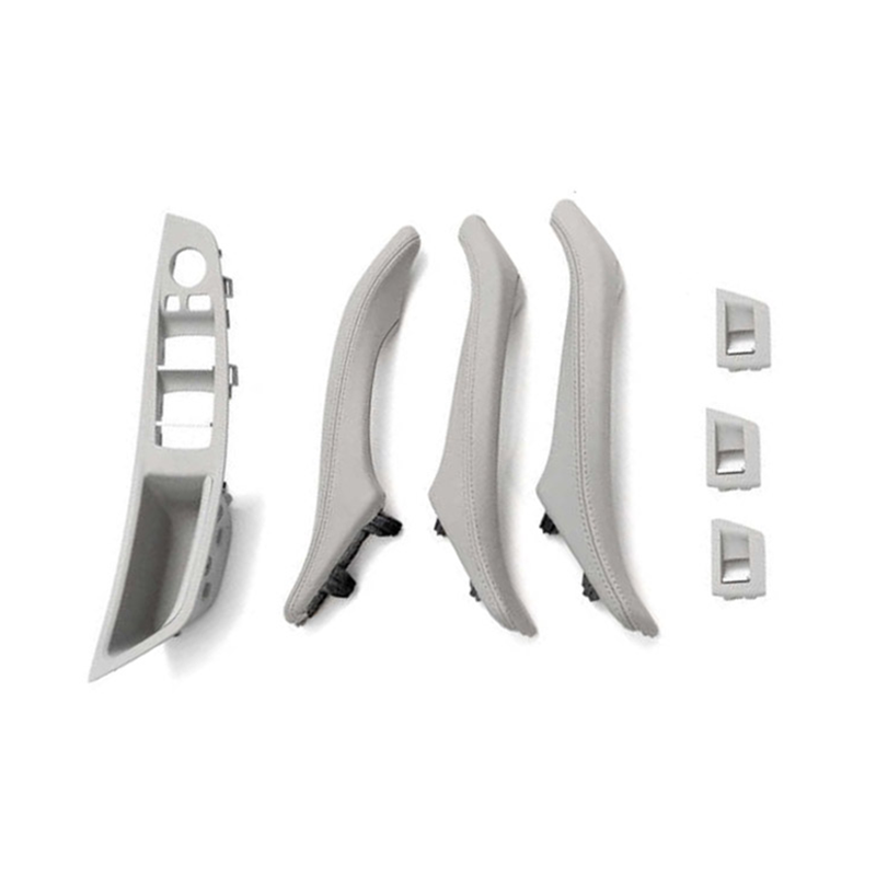 Car Door Handle Inner Door Panel Handle Pull Cover Set Window Switch Armrest Pane with Leather Fit For BMW 5 Series F10 F11 F18 2010-2016 7PCS LHD 6 Colors