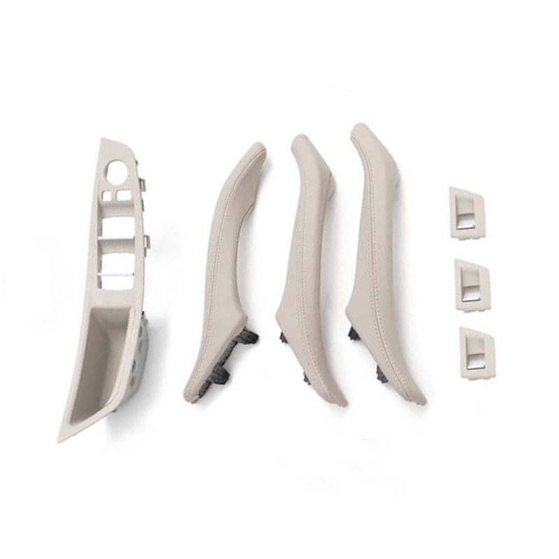 Car Door Handle Inner Door Panel Handle Pull Cover Set Window Switch Armrest Pane with Leather Fit For BMW 5 Series F10 F11 F18 2010-2016 7PCS LHD 6 Colors