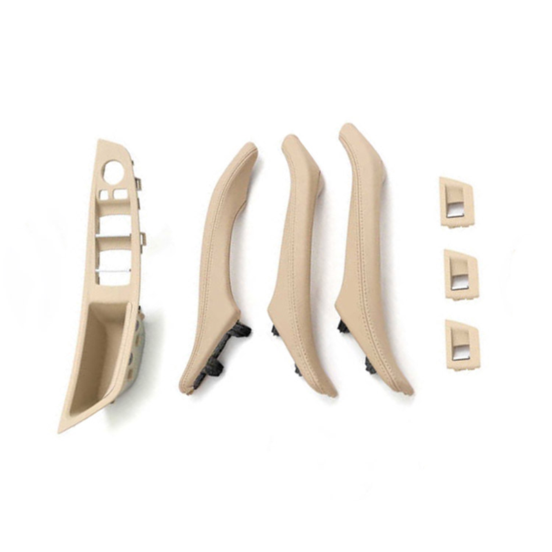 Car Door Handle Inner Door Panel Handle Pull Cover Set Window Switch Armrest Pane with Leather Fit For BMW 5 Series F10 F11 F18 2010-2016 7PCS LHD 6 Colors