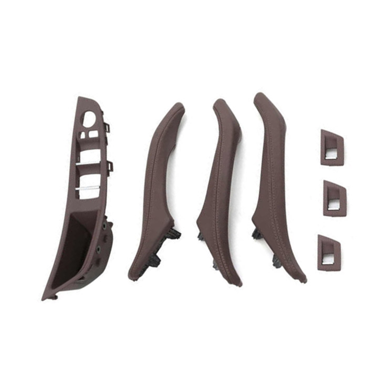 Car Door Handle Inner Door Panel Handle Pull Cover Set Window Switch Armrest Pane with Leather Fit For BMW 5 Series F10 F11 F18 2010-2016 7PCS LHD 6 Colors