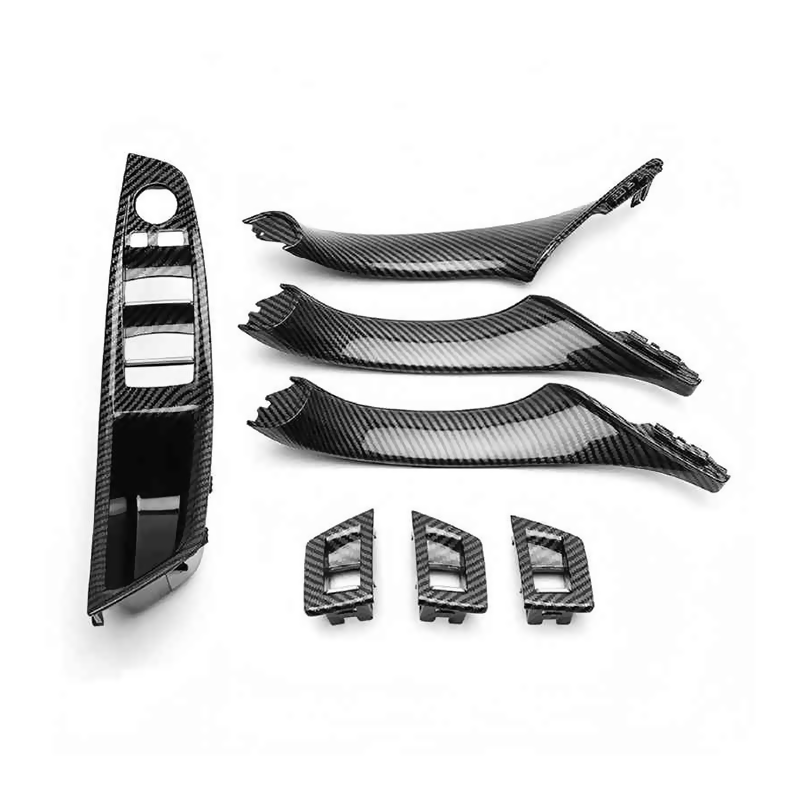 Car Door Handle Inner Door Panel Handle Pull Cover Set Window Switch Armrest Pane Fit For BMW 5 Series F10 F11 F18 2010-2016 7PCS LHD 7 Colors